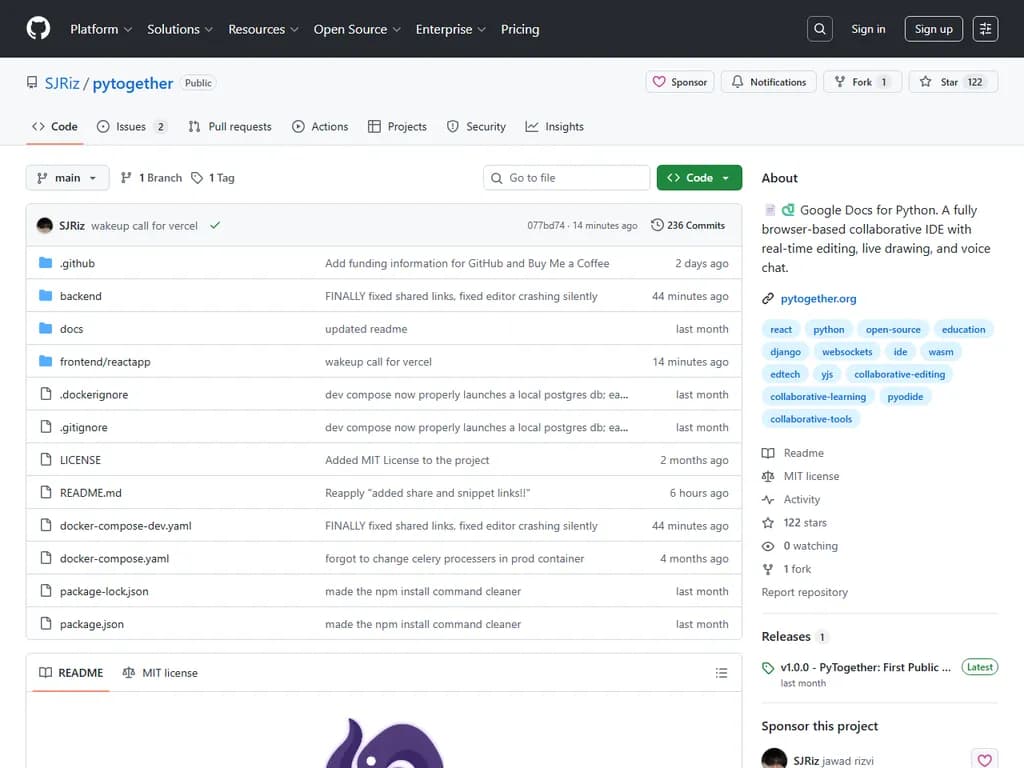 PyTogether: Collaborative lightweight real-time Python IDE for teachers/learners