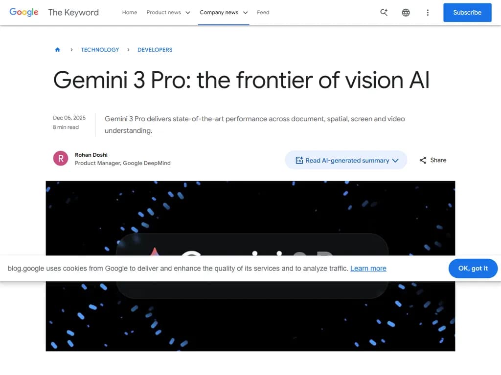 Gemini 3 Pro: the frontier of vision AI
