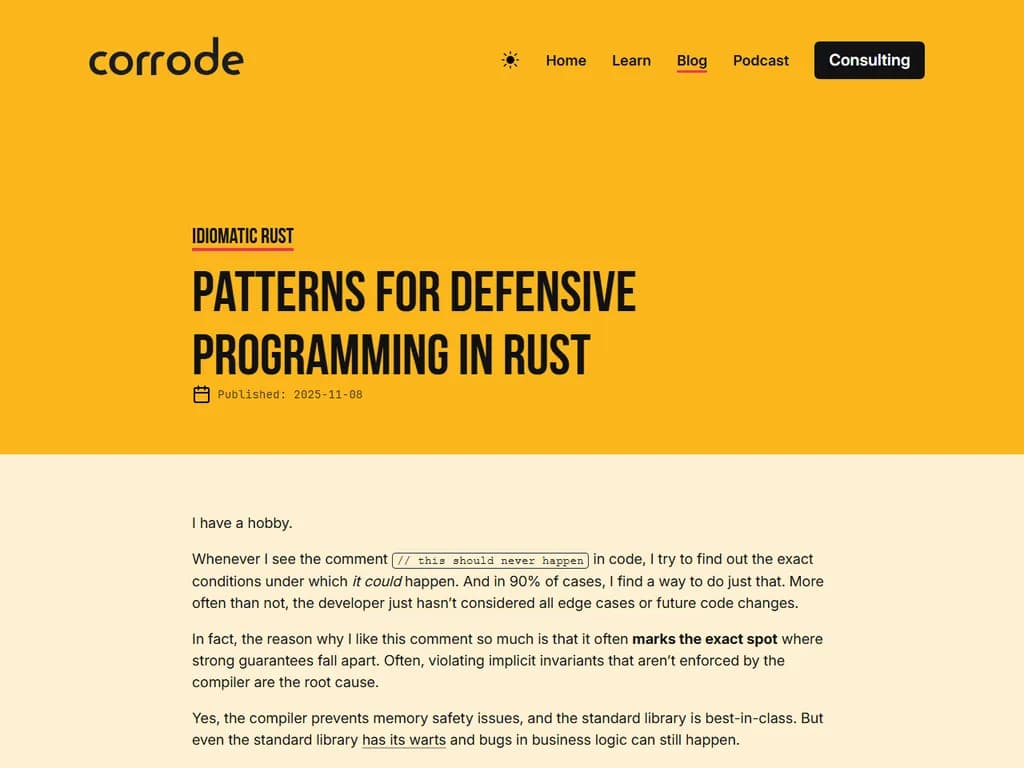 Patterns for Defensive Programming in Rust