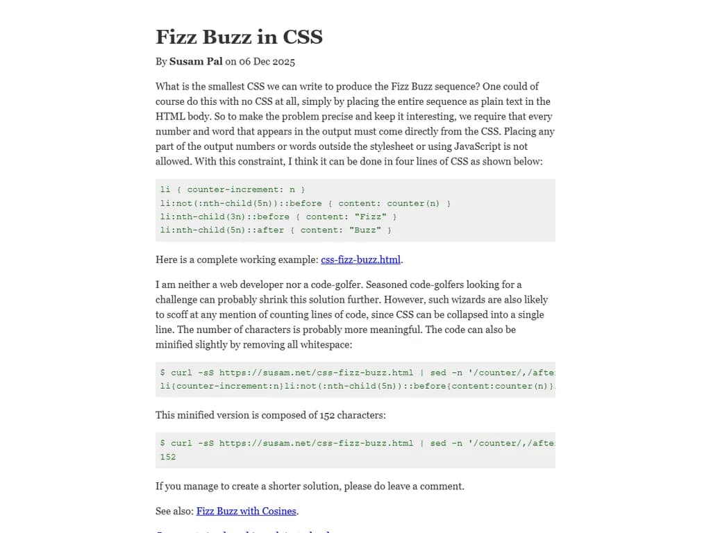 Fizz Buzz in CSS