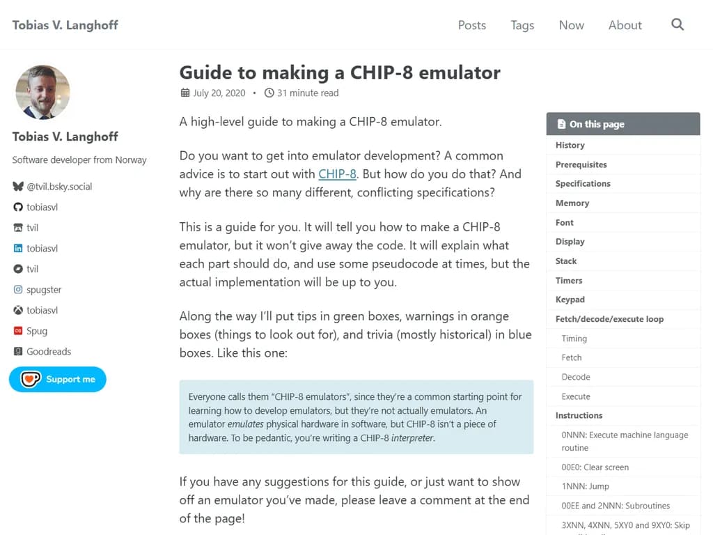 Guide to making a CHIP-8 emulator (2020)