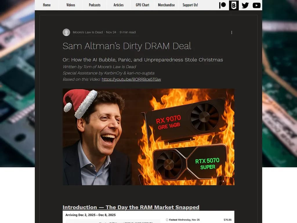 Sam Altman’s DRAM Deal