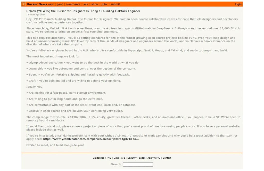 Onlook (YC W25) the Cursor for Designers Is Hiring a Founding Fullstack Engineer