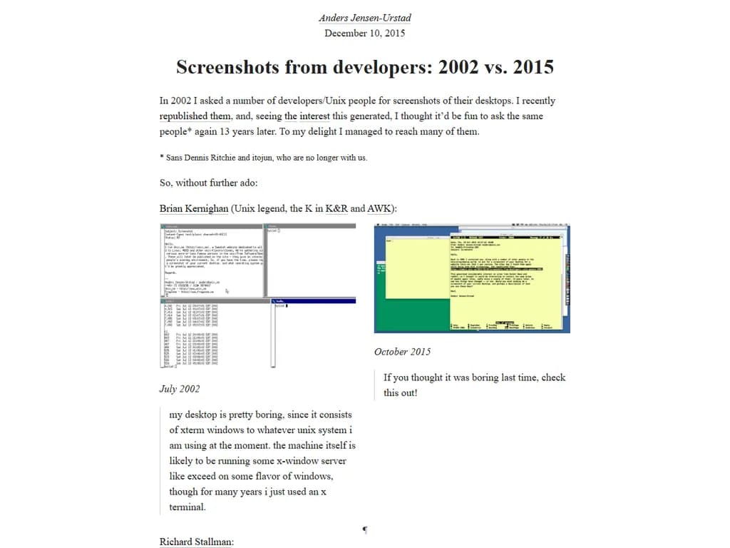Screenshots from developers: 2002 vs. 2015 (2015)