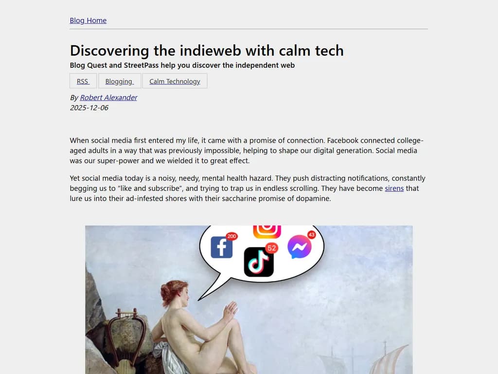 Discovering the indieweb with calm tech