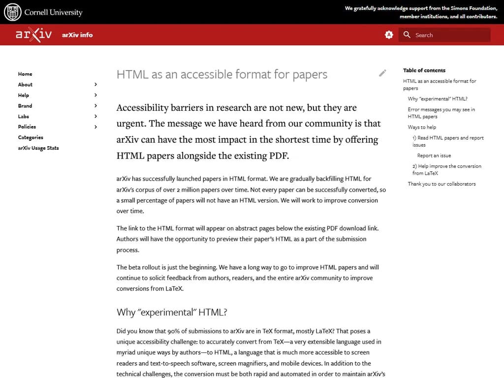 HTML as an Accessible Format for Papers (2023)