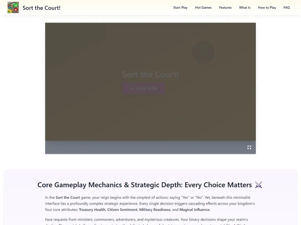 Sort the Court – A Free King Simulator Where You Rule with Yes or No