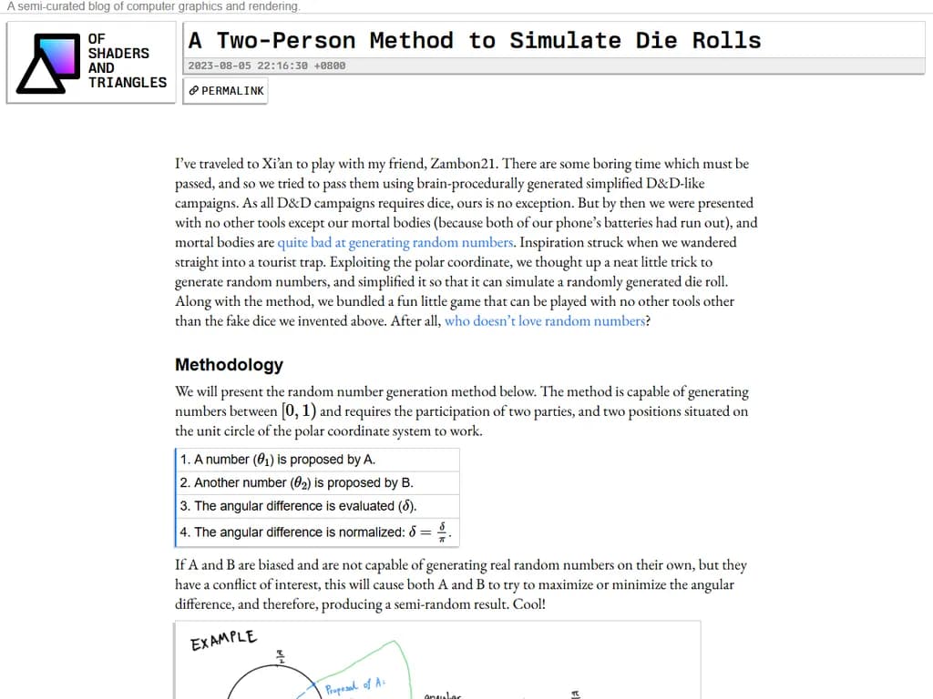 A two-person method to simulate die rolls (2023)
