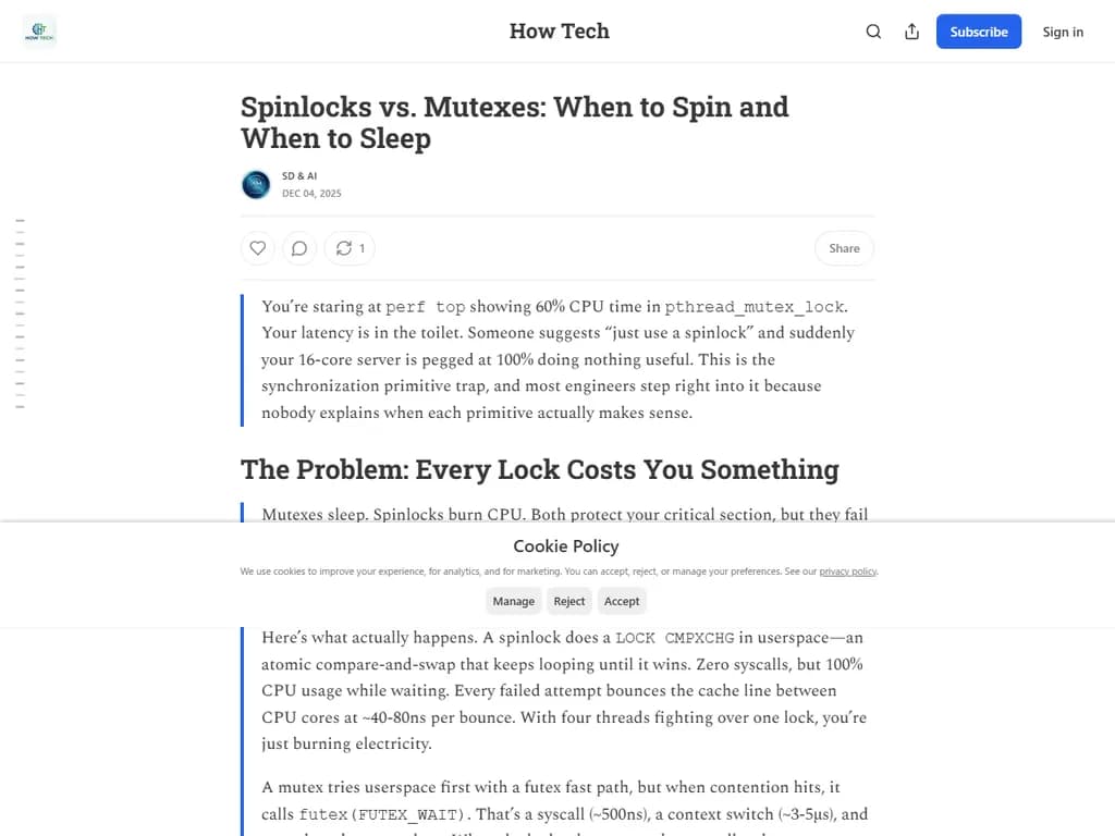 Spinlocks vs. Mutexes: When to Spin and When to Sleep