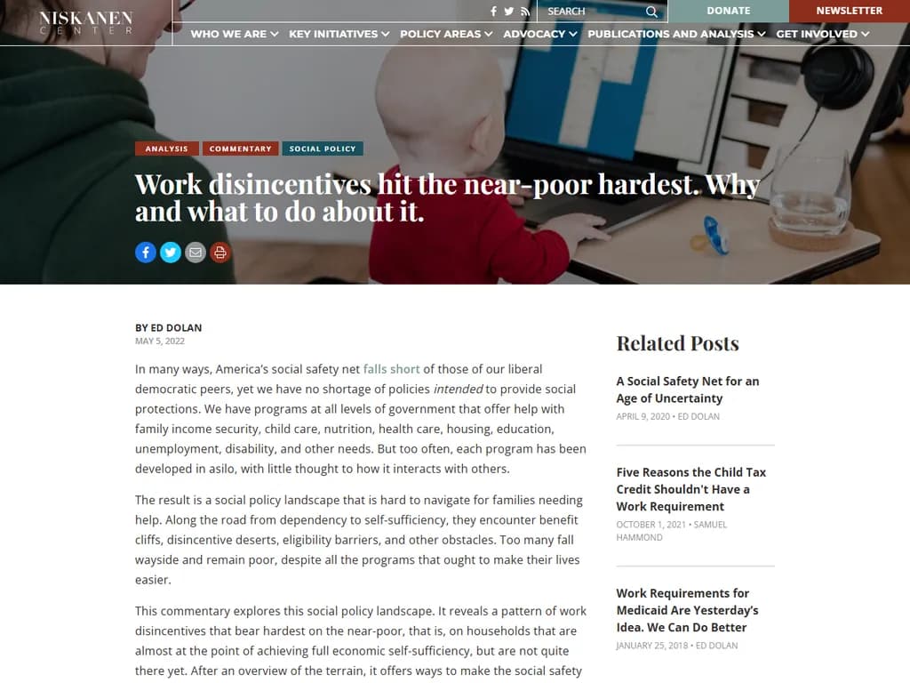 Work disincentives hit the near-poor hardest (2022)