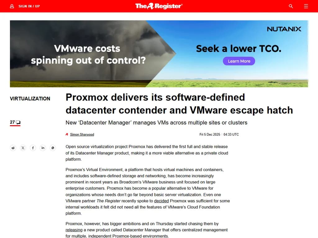 Proxmox delivers its software-defined datacenter contender and VMware escape