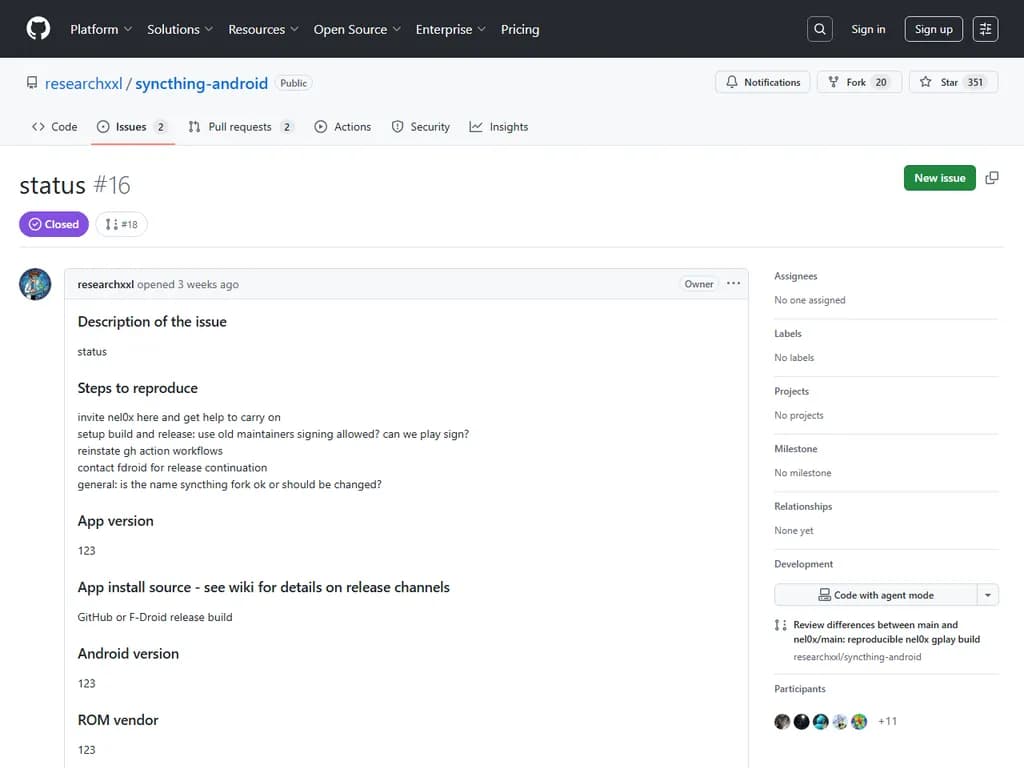 Syncthing-Android have had a change of owner/maintainer