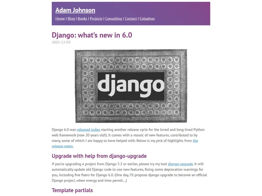 Django: what’s new in 6.0