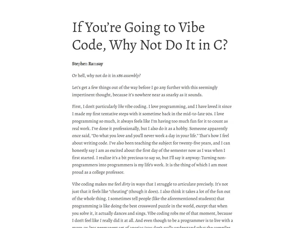 If you're going to vibe code, why not do it in C?