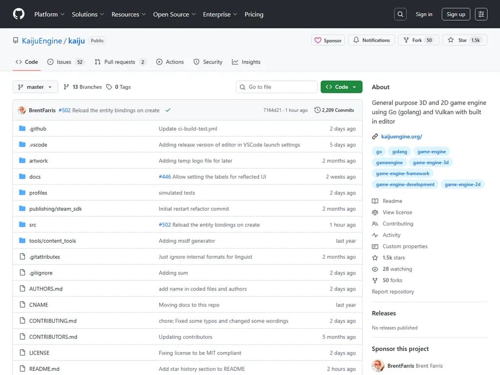 Kaiju – General purpose 3D/2D game engine in Go and Vulkan with built in editor