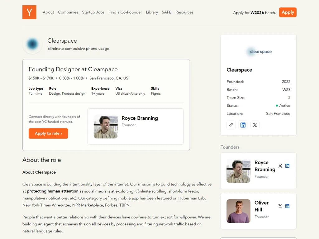 Clearspace (YC W23) Is Hiring a Founding Designer