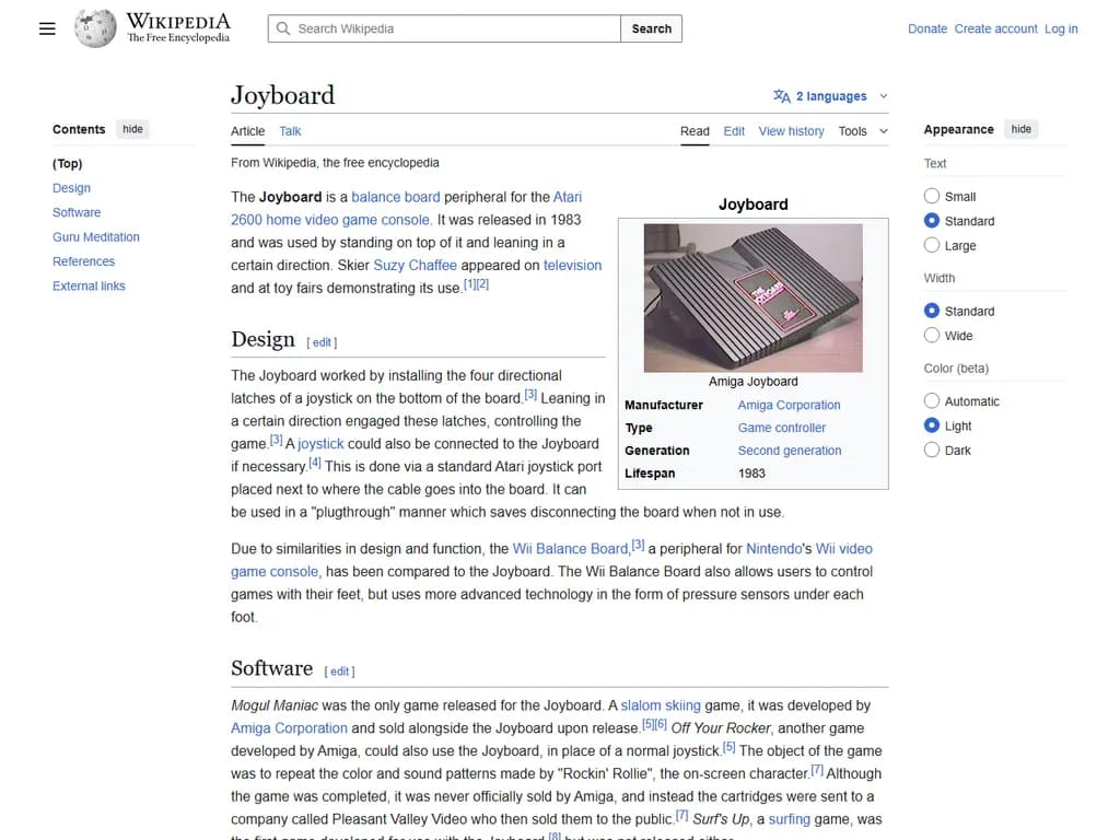 Joyboard is a balance board peripheral for the Atari 2600