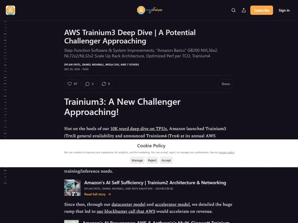AWS Trainium3 Deep Dive – A Potential Challenger Approaching