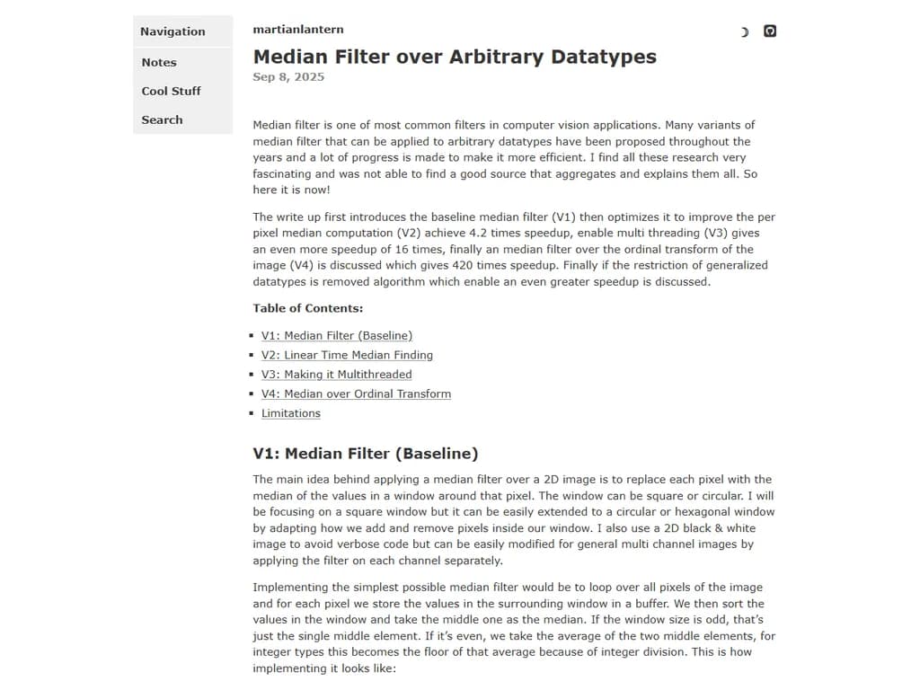 Fast Median Filter over arbitrary datatypes