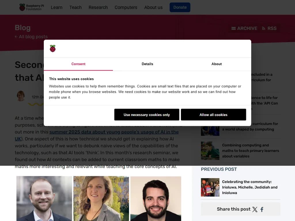 Using secondary school maths to demystify AI