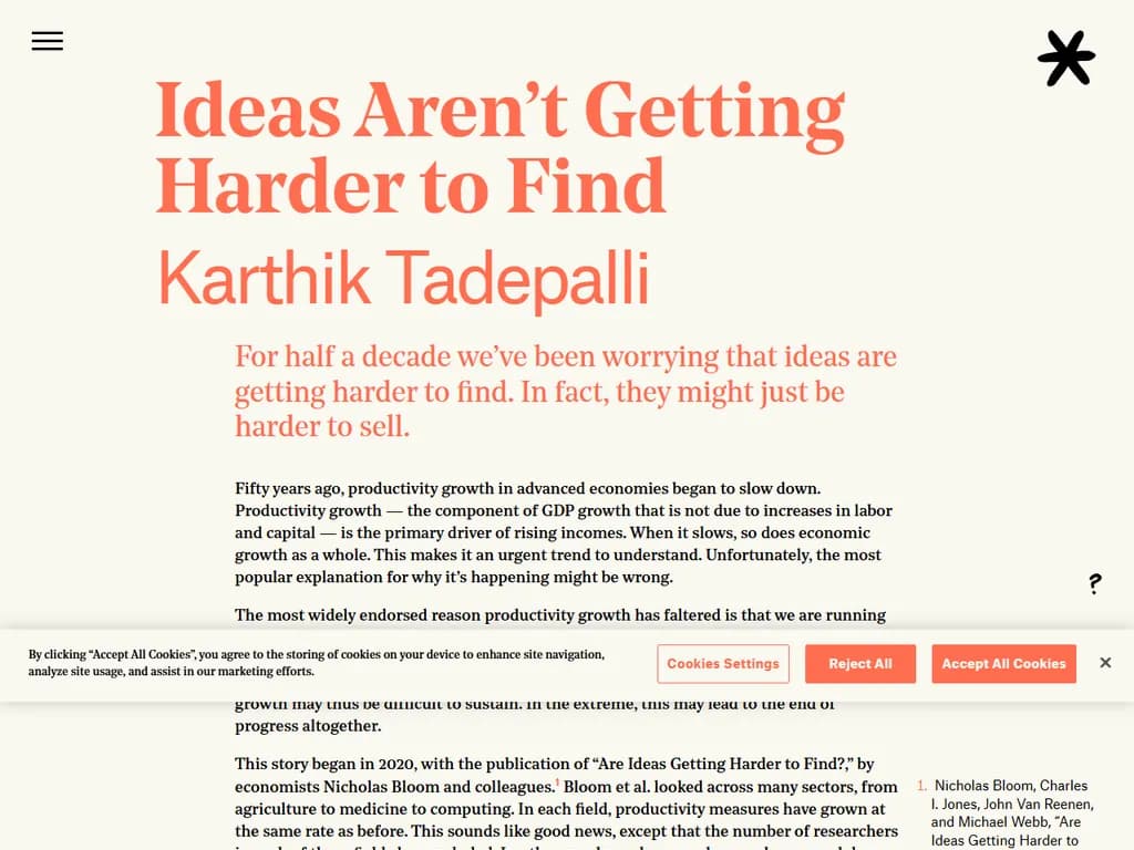 Ideas Aren't Getting Harder to Find