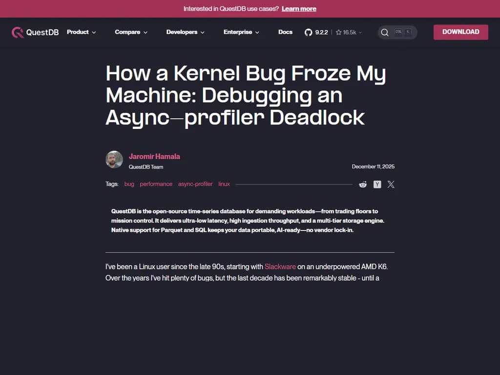 A kernel bug froze my machine: Debugging an async-profiler deadlock