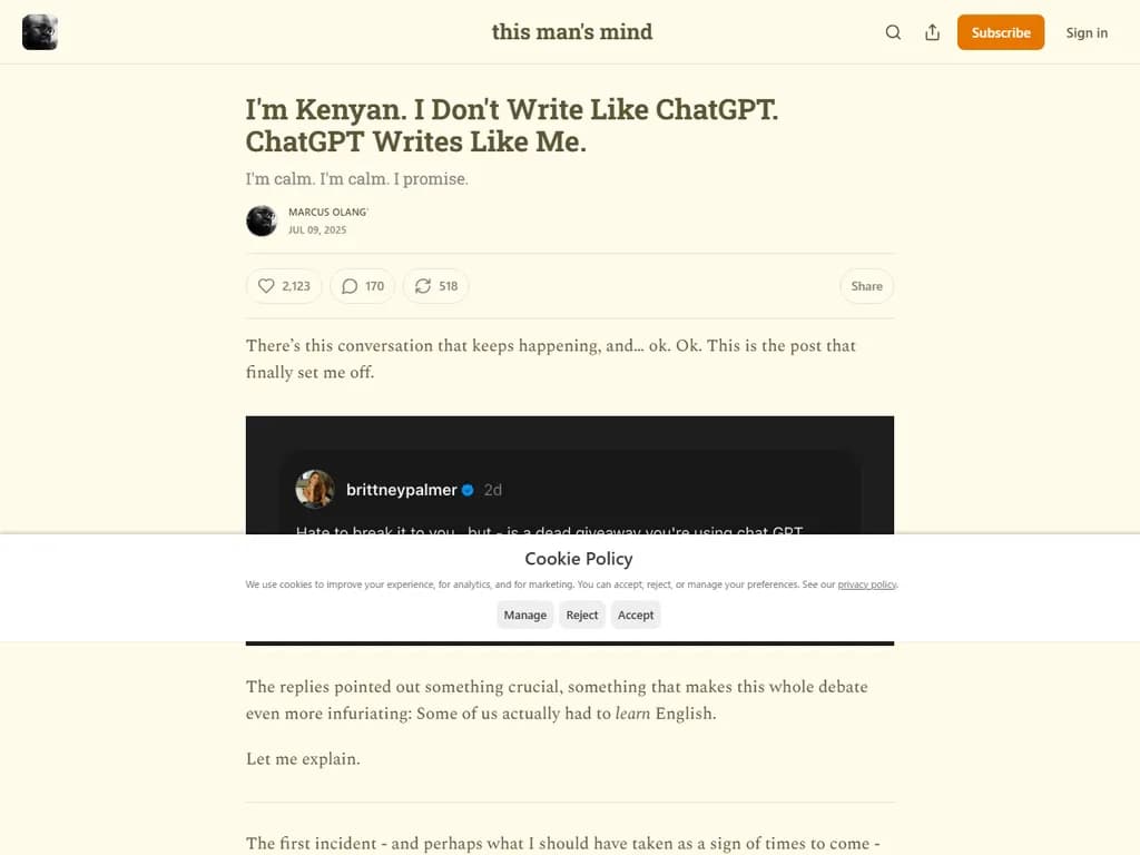 I'm Kenyan. I don't write like ChatGPT, ChatGPT writes like me