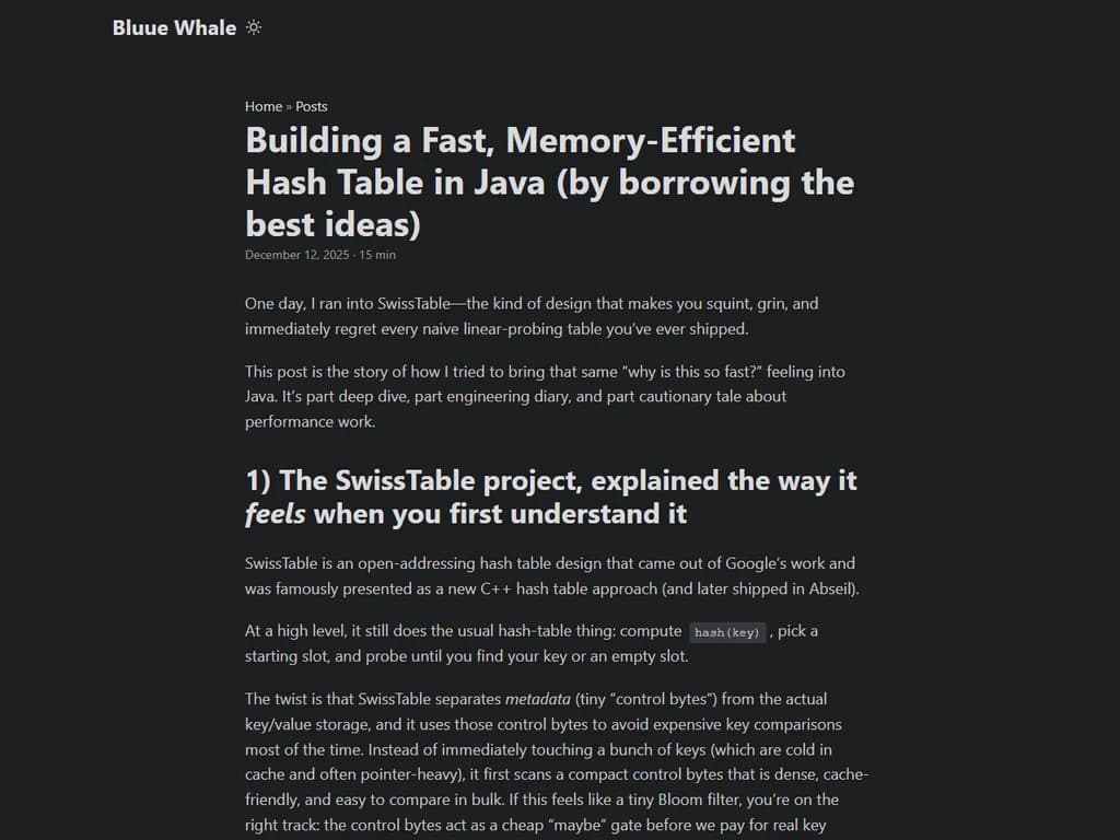 Building an efficient hash table in Java