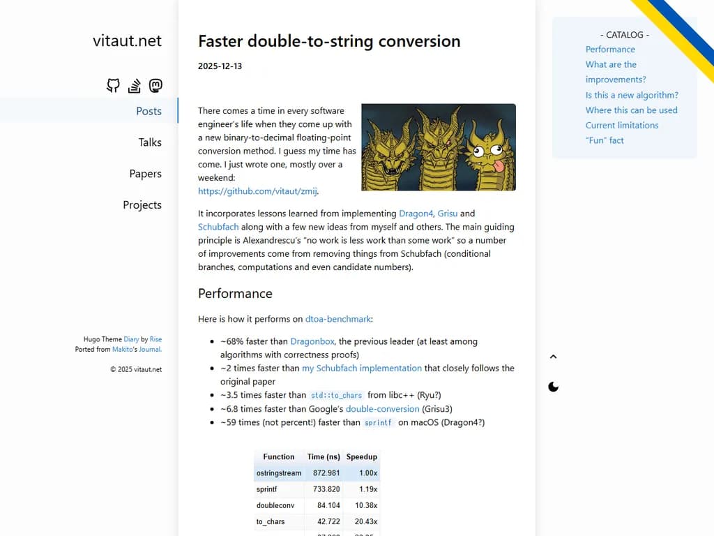 Zmij: Faster floating point double-to-string conversion