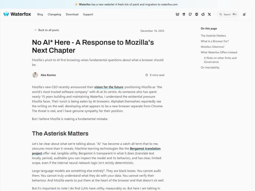 No AI* Here – A Response to Mozilla's Next Chapter