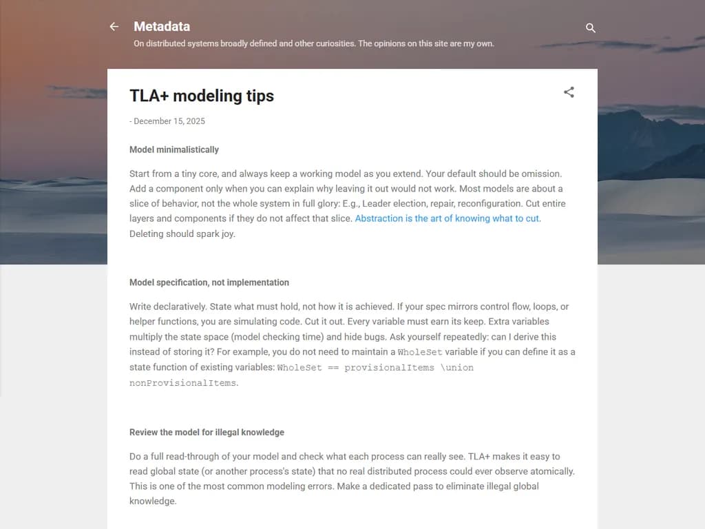 TLA+ Modeling Tips