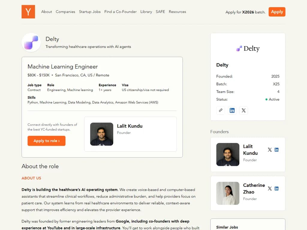 Delty (YC X25) Is Hiring an ML Engineer