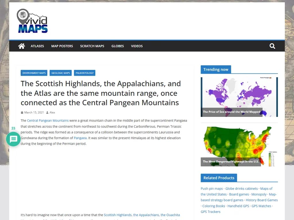 The Scottish Highlands, the Appalachians, Atlas are the same mountain range