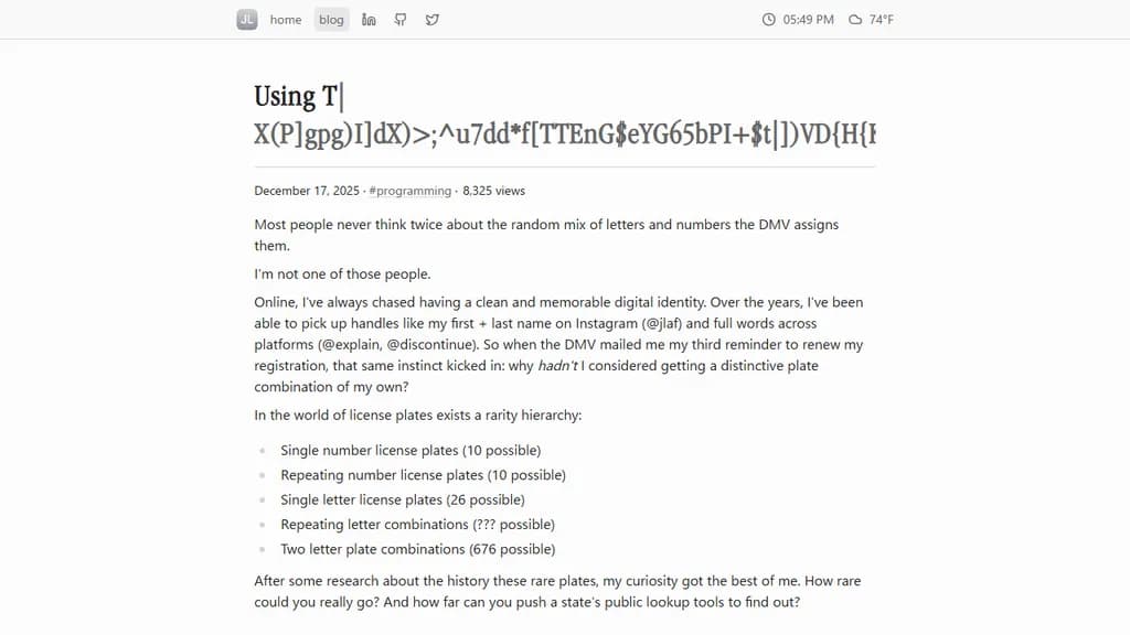 Using TypeScript to obtain one of the rarest license plates