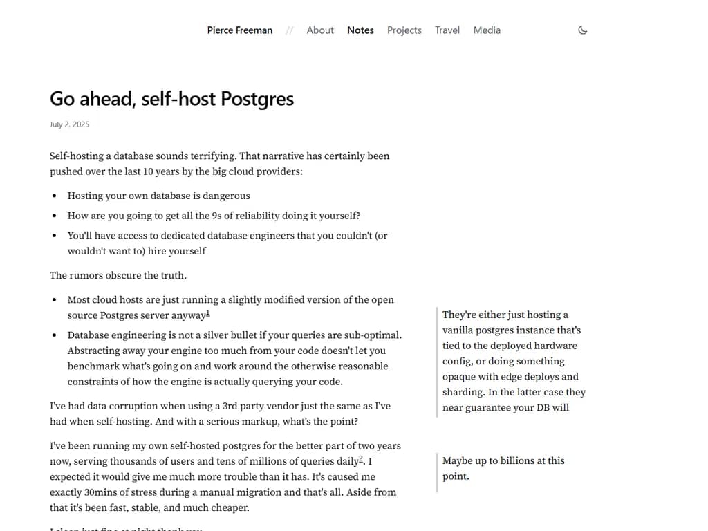 自前でPostgreSQLを運用してみてください。