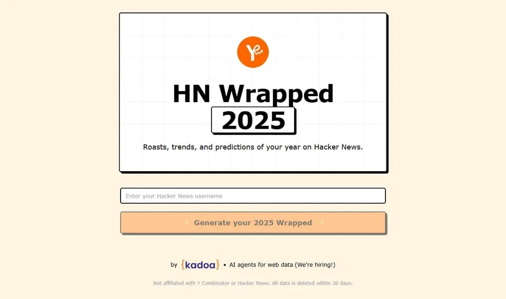 Show HN:HN Wrapped 2025 – あなたのHN一年をLLMがレビューします