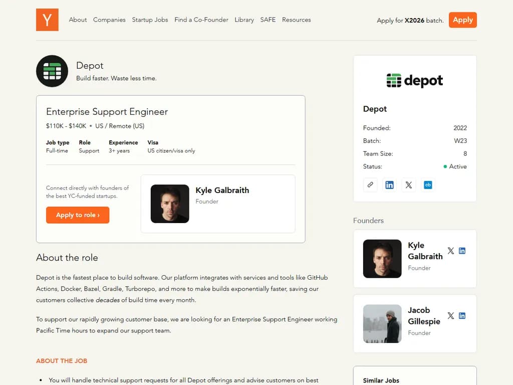 **Depots(YC W23)がリモート/米国向けにエンタープライズサポートエンジニアを募集しています**