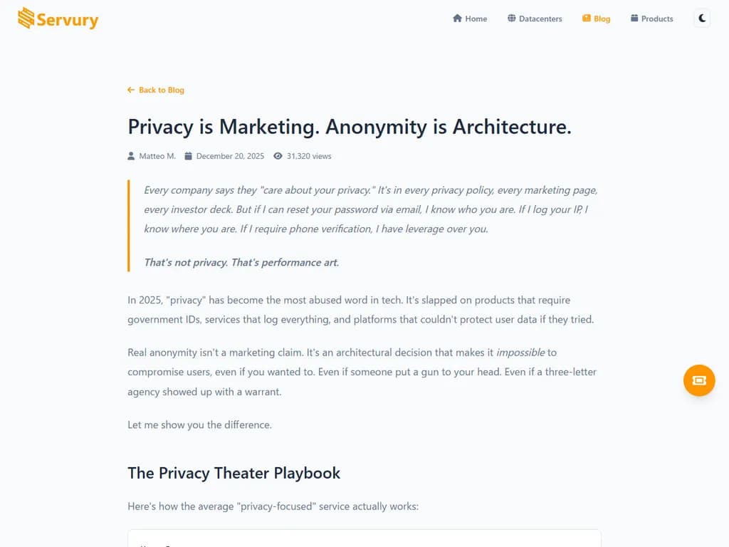 プライバシーはもう何の意味も持たず、匿名性だけが重要なのです。