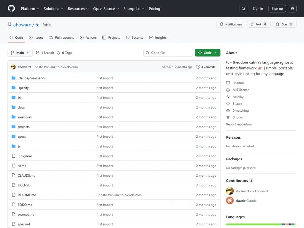 **Tc – テオドール・キャルヴィンによる言語非依存テストフレームワーク**
