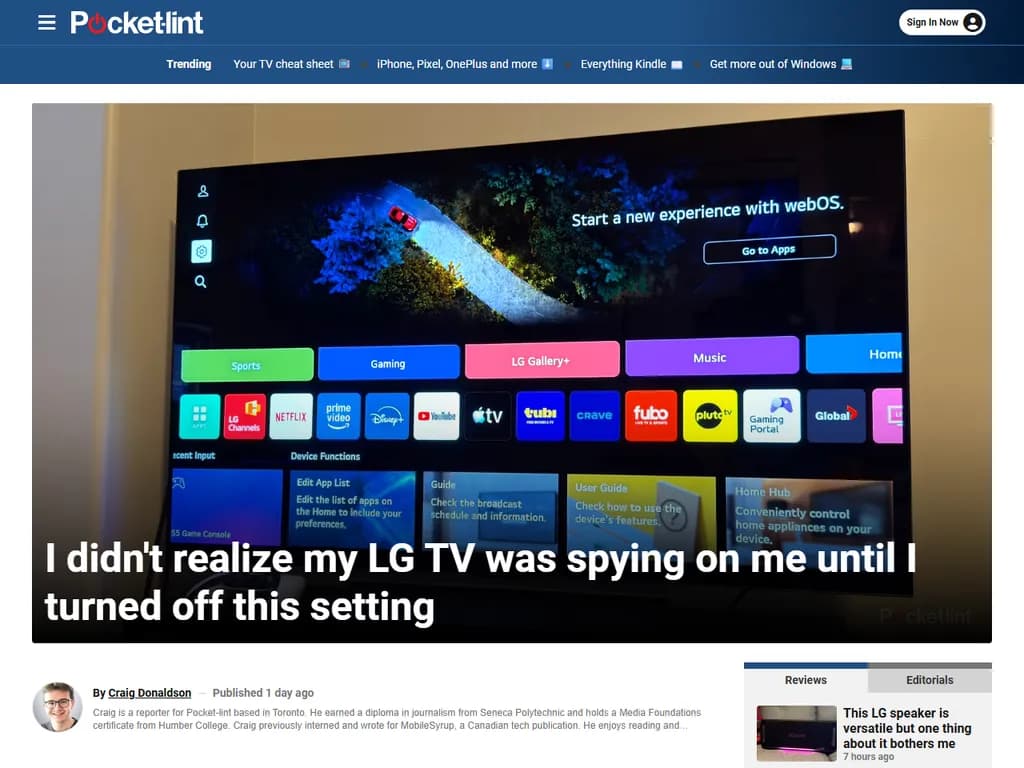 LGテレビが私を監視していたことに気づいていませんでしたが、この設定をオフにしたときにわかりました。