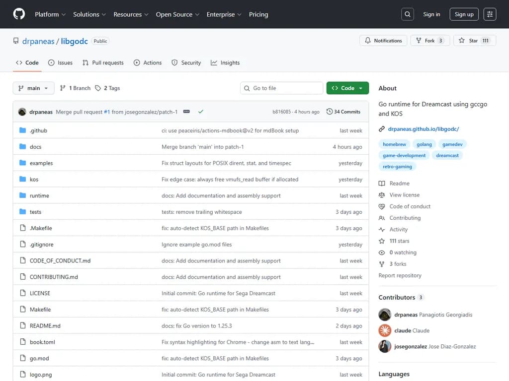 **Libgodc:Sega Dreamcast 用の Go プログラムを書く**