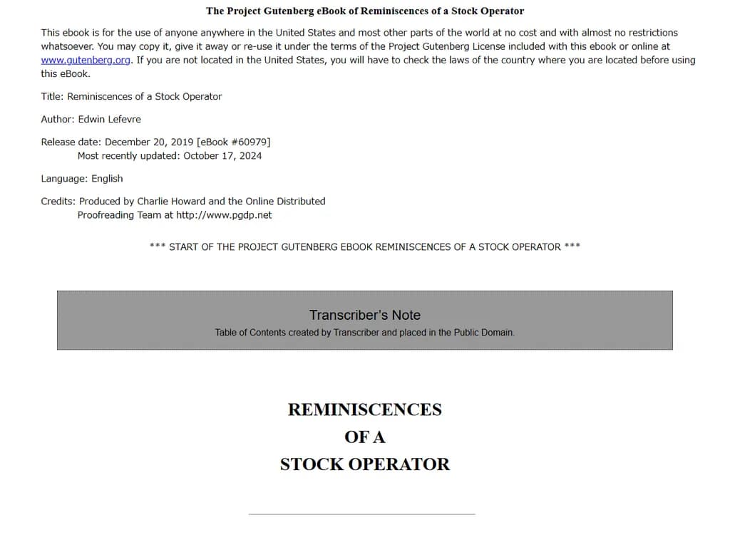 **株式取引業者の回想録**
*(1923)*