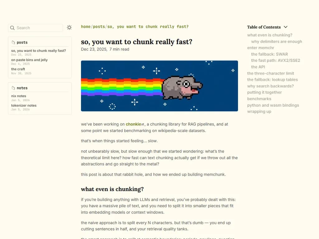 つまり、とても高速でチャンクしたいということですね。