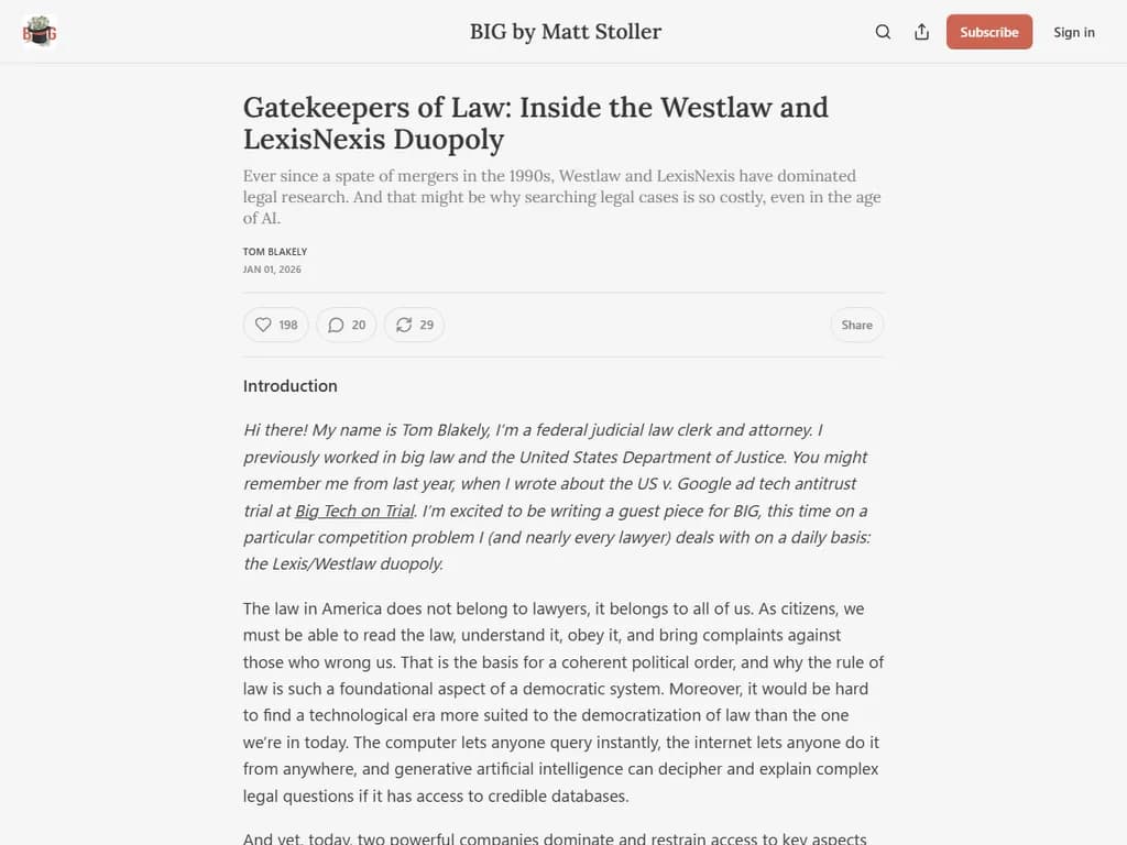「法の門番:Westlaw と LexisNexis のデュオポリー内部を探る」