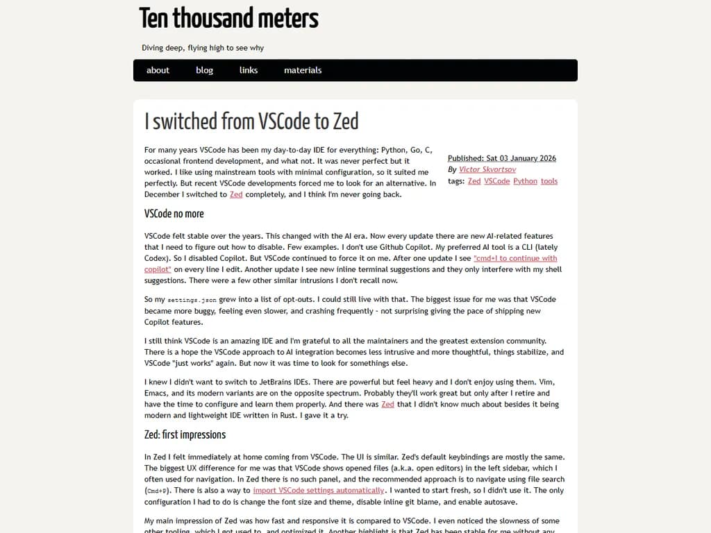 VSCode から Zed に切り替えました。