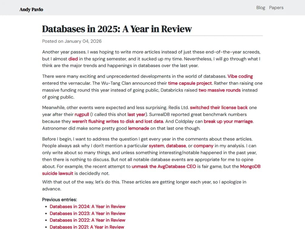 「データベース 2025:一年の総括」