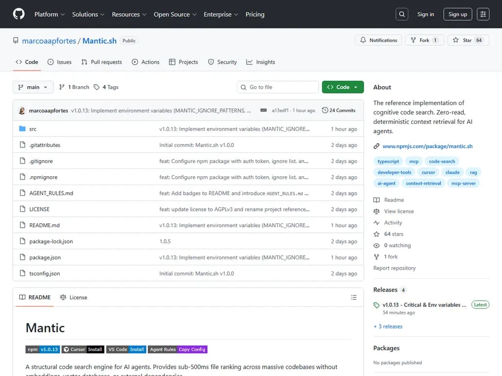 **Show HN:Mantic.sh ― AI エージェントのための構造的コード検索エンジン**