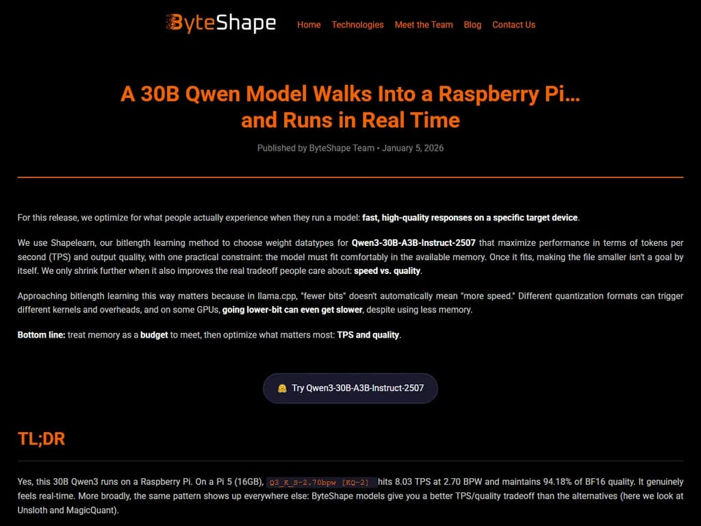 「30 B QwenモデルがRaspberry Piに組み込まれ、リアルタイムで稼働」