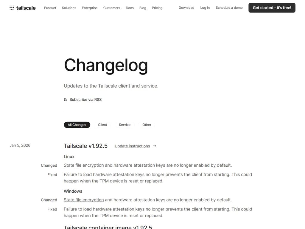 Tailscale の状態ファイル暗号化は、もはやデフォルトでは有効になっていません。