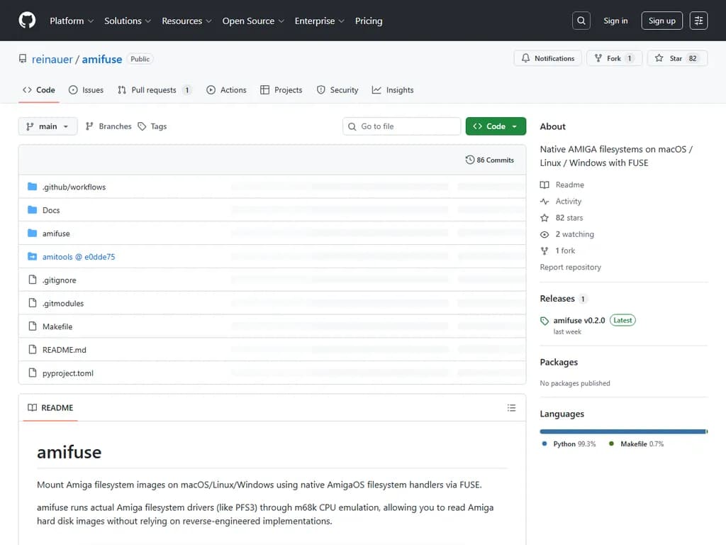 **FUSEを利用した macOS/Linux/Windows 向けネイティブ Amiga ファイルシステム**